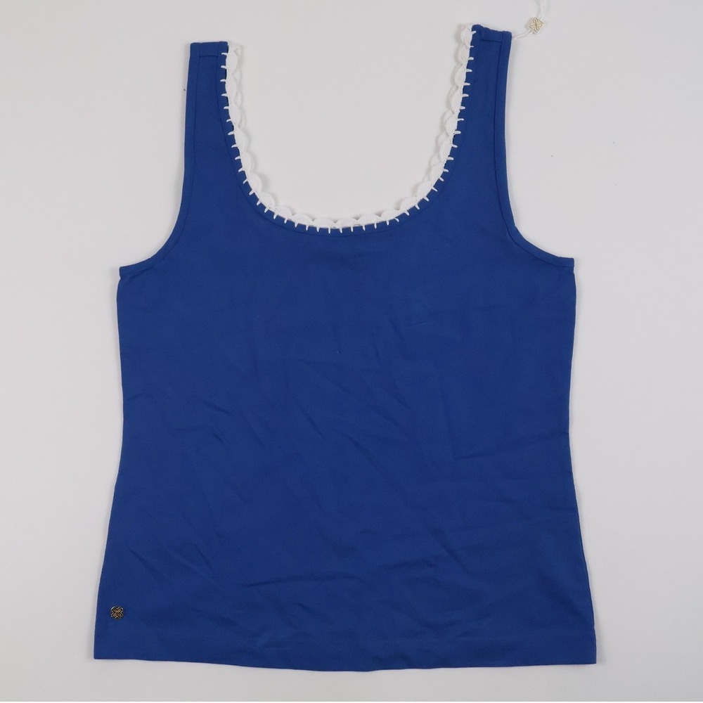 Lilly Pulitzer Tank Top Gabbie Crochet Trimmed Starlight Navy XS NWT $68
